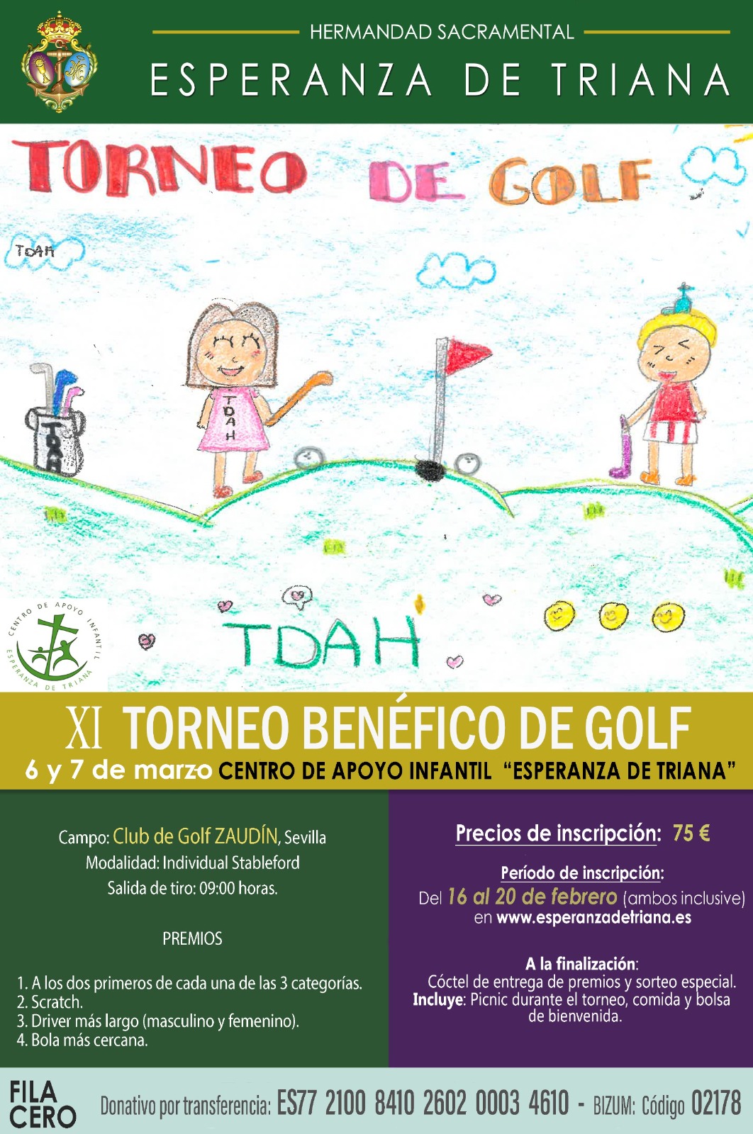 El pasado 6 y 7 de marzo de 2026 se celebro con gran éxito el XI Torneo Benéfico de golf Esperanza de Triana en el Club de Golf Zaudín.